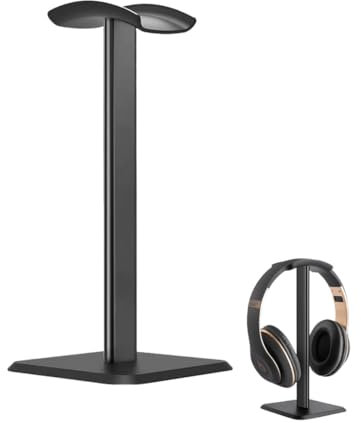 EYVRPAU 1 soporte universal para auriculares, soporte para auriculares, auriculares para juegos y auriculares para monitor, aleación de aluminio + TPU + material ABS (negro)