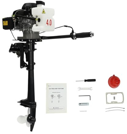 Fridgestea 4 Stroke 3HP Outboard Motor, 2.2kW Petrol Boat Engine, Air Cooling Trolling Motor, CDI Ignition System for Inflatable Boats, Fishing Boats, Dinghies, Kayaks
