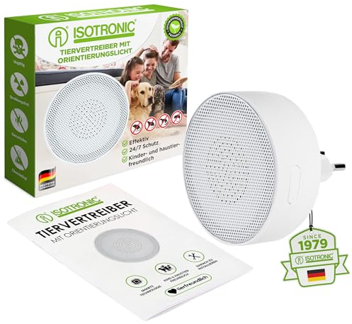 ISOTRONIC Schädlingeschutz für Innenräume und Orientierungslicht | Mäuseschutz Mäuseabwehr Mäuseschreck | 230V Rattenabwehr gegen Mäuse und Ratten (1)