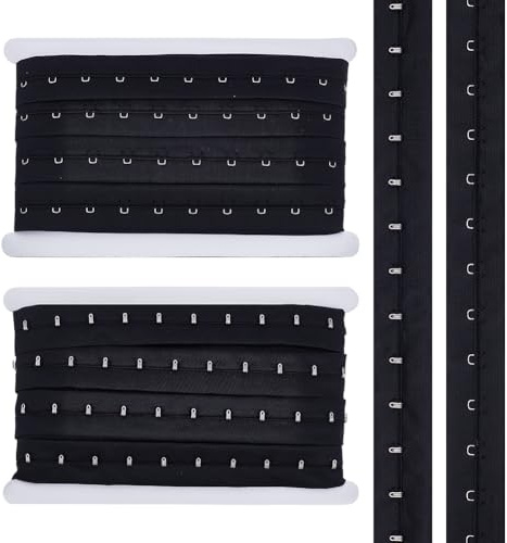 BENECREAT 10 Yard Ruban Adhésif à Crochets et Œillets à Une Rangée 28mm Rallonge de Soutien Gorge en Polyester Noir pour Couture Matelassage Corset Soutien Gorge Vêtements de Mariée Décoration