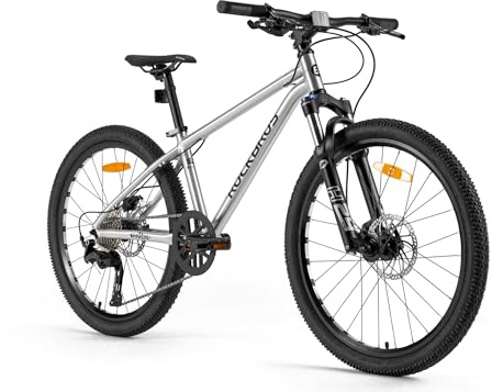 ROCKBROS Darwin Ⅳ Bicicletta Bambini 24 Pollici, MTB con Telaio in Alluminio, Cambio a 9 Velocità, Mountain bike per Ragazzi Ragazze 9-14 anni, Forcella Rigida