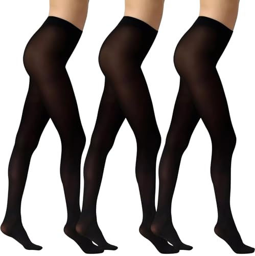 Lancry 3 Pairs 40 Denier Black Tights for Women Soft Opaque Run Resistant Ladies Women's Tights Multipack (UK, Alpha, M, L, Regular, Regular, Black)