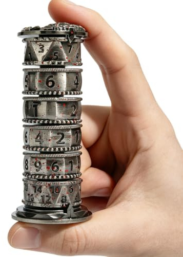 DND - Juego De Dados Giratorios Poliédricos De Metal para Dungeons and Dragons, Juego De Mesa (Plata)