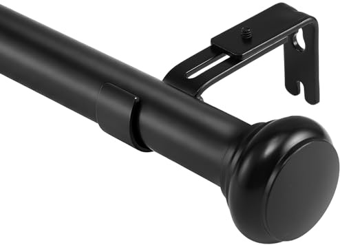 Gyfent Curtain Pole 80-120 Cm, 25 Mm Extendable Metal Rod, Black | Heavy-Duty Carbon Steel, Supports Up To 25 Kg, Adjustable Brackets, Fits Eyelet And Tab Top Curtains