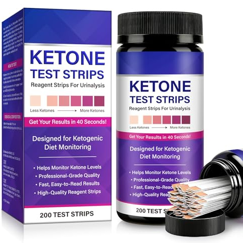 Keto Test Strips - 200PCS Urine Ketone Test Strips for Ketosis & Low-Carb Diet People, Fast 40-Second Results, Accurate Ketone Level Monitoring at Home, High Sensitivity Reagent Strips