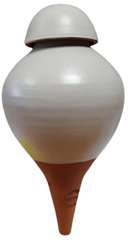 Olla à Planter Glam Coloré – Fabrication Française Artisanale – Arrosage Autonome pour Plantes d’Intérieur – Olla en Terre Cuite Microporeuse – Système d’Irrigation Écologique (Blanc Ivoire)