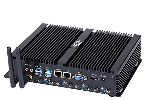 Partaker Powerful Mini Desktop Computer, Fanless Industrial PC, Intel Celeron 1007U/1037U, No Ram No Storage, 2xNICs, 4xUSB 3.0, 4xCOM RS232, HD Port, Aluminum alloy chassis, No System