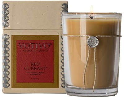 Votivo Candela aromatica al ribes rosso, 192,8 g, miscela di cera di soia, candela profumata in barattolo di vetro di lusso e scatola, candele profumate per la casa, a lunga durata e altamente