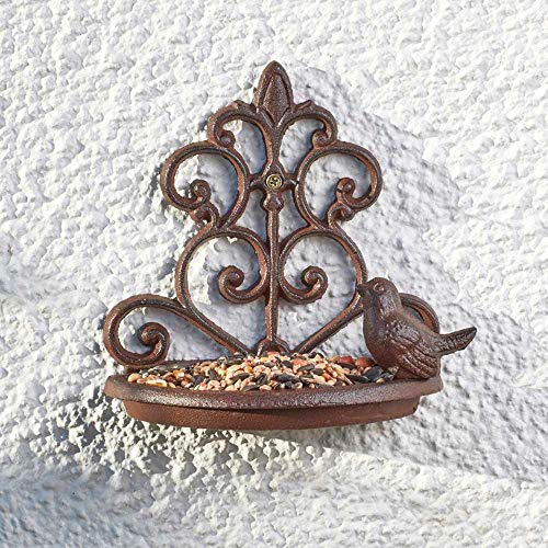 HomeZone Cast Iron Bird Feeders For Small Birds Heavy Duty Wall Mounted Bird Feeder Weatherproof Metal Outdoors Wildlife Seed Peanut Mealworm Feeder Birdbaths & Supports For Garden Decorations