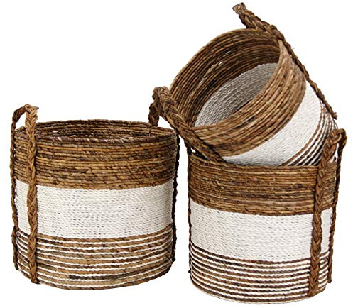 AubryGaspard - Cubremacetas redondas de Raphia y plátano, lote de 3