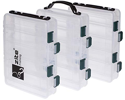 Zite Fishing Köderbox angeln Set - 3 doppelseitige Köderboxen mit Tragegriff 20x15,5x4,5cm - Kunstköder-Box für Wobbler, Blinker usw., Angelbox, Tackle Box angeln, Angel Box Angelboxen Angel Köder Box