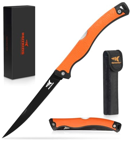 KastKing Folding Fillet/Fishing/Camping/Hunting Knife, Razor Sharp G4116 German Stainless-Steel Blade, Non-Slip Handles, 13 ½ inch overall Length, only 7 ½ inch folded, Includes Sheath