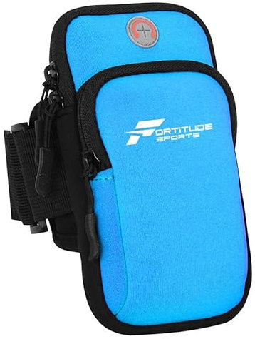Fortitude Sports Arm Phone Holder | Waterproof Phone Pouch For Jogging, Cycling, Gym | Running Armband For iPhone, Samsung Galaxy, Huawei (Blue)