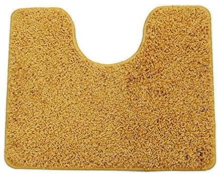 SrS Rugs® Toilet Mats Pedestal Only Machine Washable Non Slip Rubber Backed U Shaped Extra Thick Soft Shaggy Fluffy Absorbent Bathroom Rug (Gold)