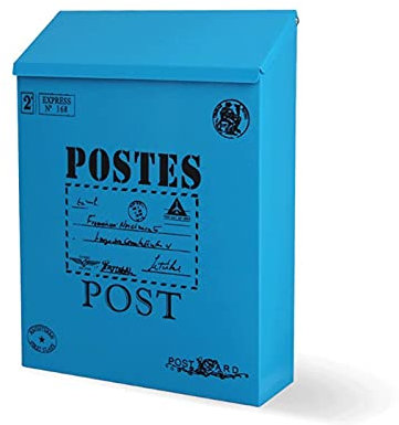 WERCHW Wall Mounted Mailbox, Rainproof Locking Mailbox Reinforced Through-The-Door Dropbox, Double Steel Door Drop Safe Locked Mailbox Outdoor Villa Retro Mail Box (Color : A)