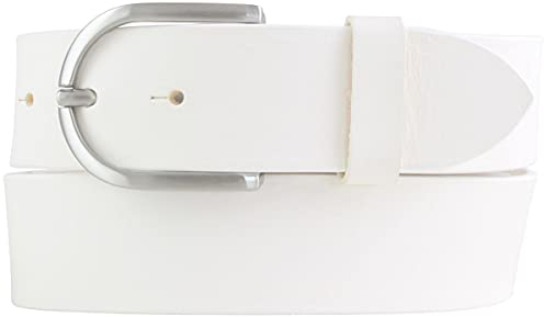 BELTINGER Damen-Gürtel Aus Vollrindleder 4 cm | Jeans-Gürtel 40mm | Mit Runder Schließe | Weiß 90cm