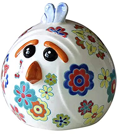 RSLEE Spardose Gelddose Süßes Huhn Sparschwein Keramik Handgezeichnetes Blumenmuster Küken Münzbank Handgefertigte Moderne Spardose Für Kinder Sparschwein Sparbüchse (Color : Piggy Bank)