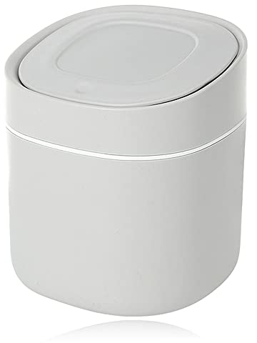 ACONDE Table Trash Can, Desktop Trash Can with Lid, Mini Cosmetic Bin, Used for Bathroom, Kitchen, Office, Portable Lid Removable, Grey