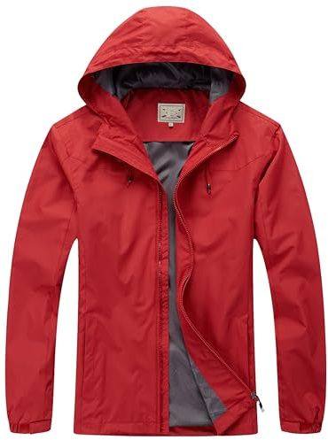 Blu Apparel Mens Waterproof Rain Jacket Premium Branded Walking Hiking Everyday wear Jacket Windproof (UK, Alpha, L, Regular, Regular, Red)