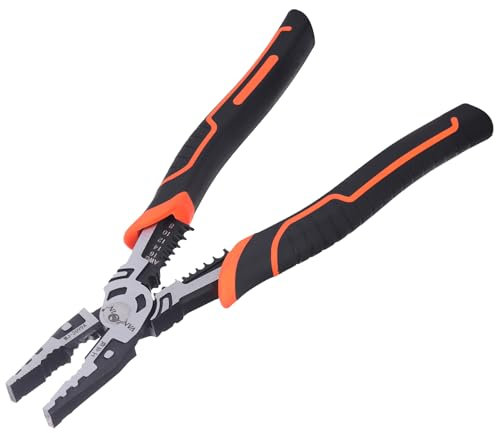 VANJOIN Alicates de linemans de 9 pulgadas, alicates combinados de linemans con pelacables y engarzadores, alicates de corte de alto apalancamiento para cortar pelar y engarzar, herramientas