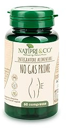 Natura Prime - No Gas Prime Contro Gonfiore Addominale E Gas Intestinale, Flautulenza - 60 Compresse Trattamento Di 2 Mesi - Vegano, Senza Glutine E Senza Lattosio