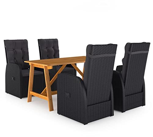 LAPOOH 5-TLG. Trädgårdsmatgrupp svart, matbord med stolset, trädgårdsmöbler sittgrupp, balkongmöbler, trädgårdsmöbler, set för trädgårdsmöbler, balkongmöbler – 3068766