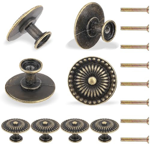Giantree 8 Stück Möbelknöpfe Vintage, Türknauf Schrank, Runde Schubladenknöpfe Mit Schrauben Für Schublade Küche Badezimmer Kleiderschrank Kommode (29x20mm)