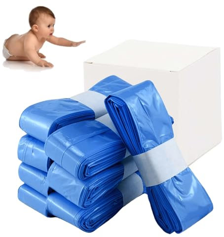 8-Pieces Nappy Bin Refills,Biodegradable Nappy Bags Scented,Smellproof Nappy Sacks Compatible with Various Refill Cassettes,Capacity of 290 Nappies(Blue)