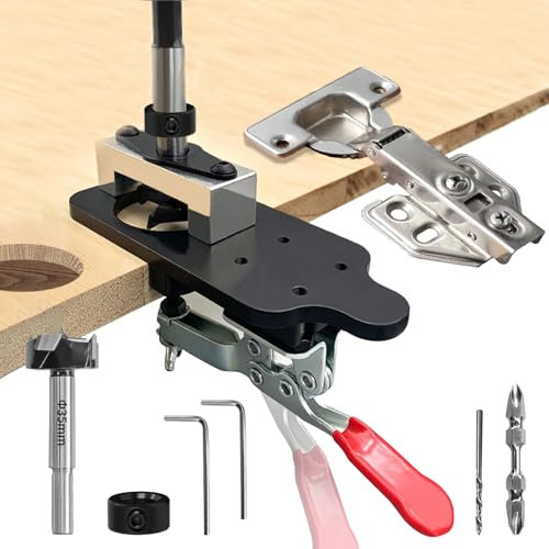 Gabarit de Percage Charniere de 35 mm, gabarit de perçage de charnières à boîtier, gabarit de charnières cachées, guide de perçage Locator pour installation de porte cachée