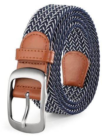 SUOSDEY Elastic Braided Belts for Men Women Golf Stretch Fabric Belt Woven Waist Belts for Jeans Shorts Trousers 1.3 Width