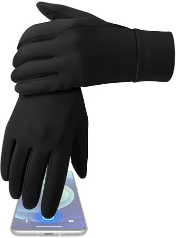 OZERO Winterhandschuhe Herren Touchscreen Thermo-Handschuhe Warm Wasserabweisend rutschfest Winddicht – Fahrradhandschuhe für Arbeit, Outdoor, Radfahren, Autofahren – Schwarz (Schwarz, XL)