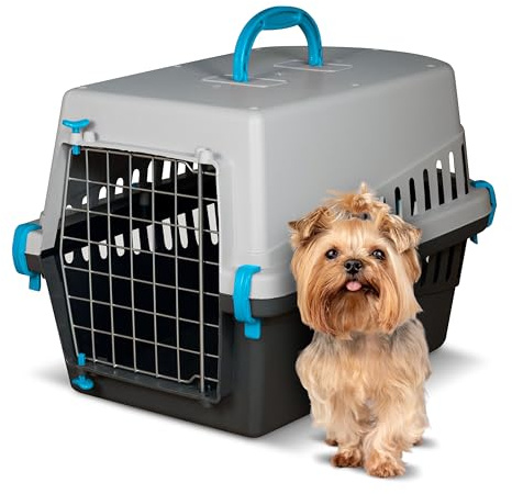 Snugsy Caisse de Transport pour Chien - pour Voiture et Avion - Porte en Métal - Légère 1,14 kg - Bleu 50 x 33 x 32 cm