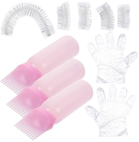 Healifty Kit de Coloración del Cabello Completo 1 Set Portátil Aplicador Flexible Guantes Protectores Accesorios para Teñir Cabello en Casa y Salón Rosa