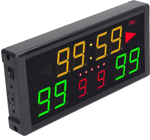 Walfront Tableau de Bord électronique LED à 10 Chiffres, Gardien de Score télécommandé avec Haut-Parleur intégré, pour Basket-Ball, Football, Volley-Ball, Badminton, Tennis de Table (Prise UE)
