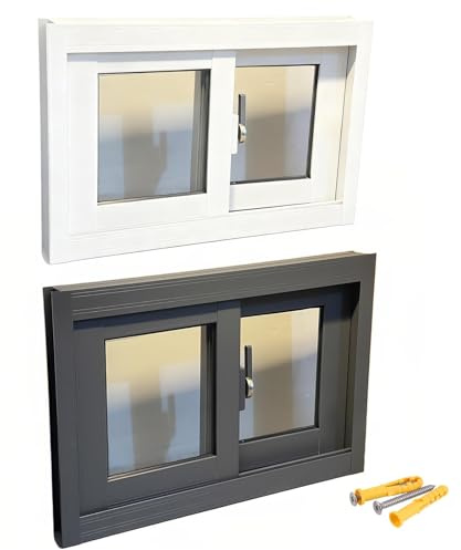 Household Slider Window, Shatterproof Basement Window, Replacement Windows with Single Pane Insulated Tempered Glass, for Shed, Household, Garage, Barns(White,WxH 28x24/71x61cm)