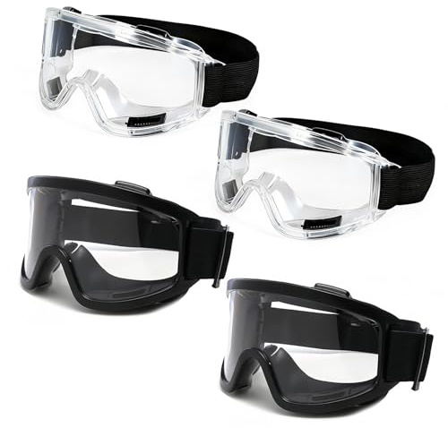 SCUML 4PCS Anti-Fog Safety Goggles, Protective Goggles for Adults, Eye Protection Glasses with Clear Lens and Adjustable Strap Safety Glasses Goggle for DIY, Welding, Auto Repair, Woodworking