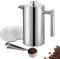 Kitchen Stars Kaffeebereiter, Französische Presse aus Edelstahl, Kolben mit feinmaschigem Filter + Edelstahl-Messlöffel mit integriertem Taschenclip, 1000 ml/1 l