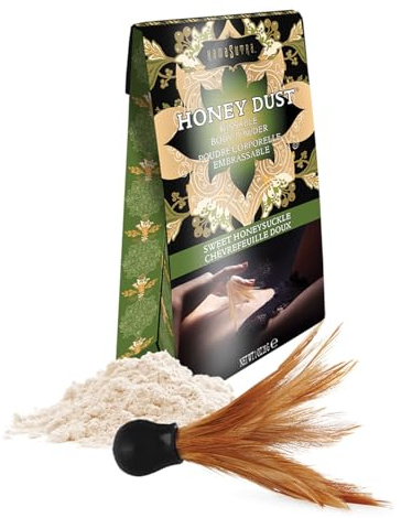 KAMA SUTRA Honey Dust Sweet Honeysuckle 1 oz/28 g – Edible Body Powder with Feather Tickler/Applicator Included, Travel-Sized, Moisture Wicking and Kissable
