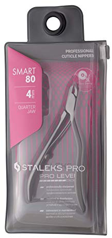 Staleks Pro Professionelle Nagelhautzange, 4 mm, mit Feder, Edelstahl, manuelles Schärfen NS-80-4
