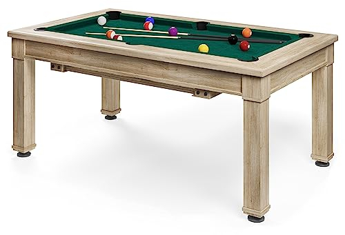 Bison Billardtisch Dolce Vita Shabby Chic | 5ft o. 6.5ft | Umfunktionierbar zum Esstisch | 18 mm Spielfeld aus Präzisionsverbundstoff, High-Speed Billardtuch | 132 – 150 kg