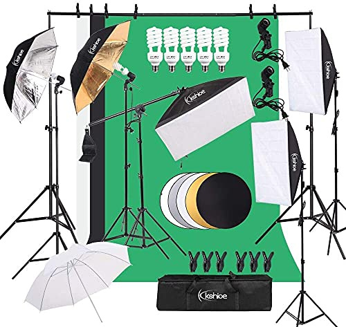 GLARRY Kit d'éclairage Studio Photo avec Système de Support et Toile de Fond 300x200 cm - Support de Toile de Fond Professionnel