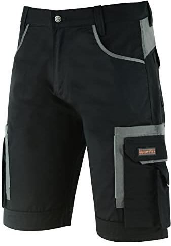 WrightFits® Olympian Work Shorts Men Safety Combat Summer Cargo Shorts Multi Pockets Triple Stitched Heavy Duty Durable Workwear Combat Short for Men UK(Black-34)
