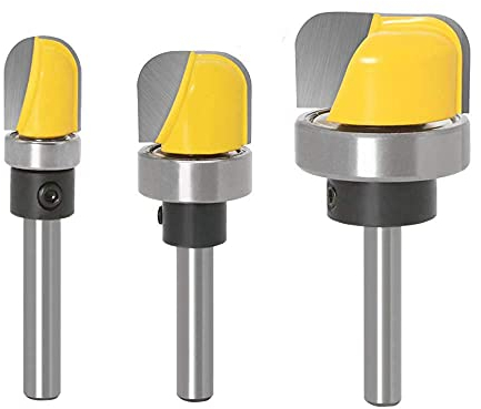 Gasea 3pcs 1/4 Inch Shank Round Nose Router Bit Set Bowl & Tray Template Bottom Woodwork Cutter Tool 3/4 1/2 1-1/8