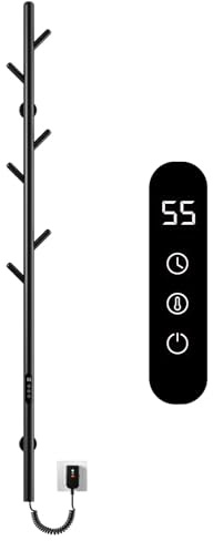 SKYLYZH Scaldasalviette Elettrico Bagno, Tipo di Palo Termoarredo Tlettrico, 1500x32mm, Scalda Asciugamani Elettrico, Portasciugamani Elettrico, Scaldino Asciugamani, Temperatura Regolabile-Black
