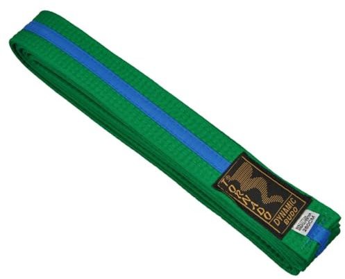 TEKKA BUDO Kampfsport Gürtel mit Mittelstreifen grün-blau 220 cm 2-farbig - Budogürtel, Karate, Judo, Taekwondo, Ju-Jutsu