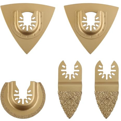 5pcs Carbide Oscillating Tool Blades, Universal Oscillating Saw Blades for Tile Cutting Grout Removal Multi Tool Oscillating Carbide Rasp Oscillating Tool Accessories Fits for DOBTTER EINHELL