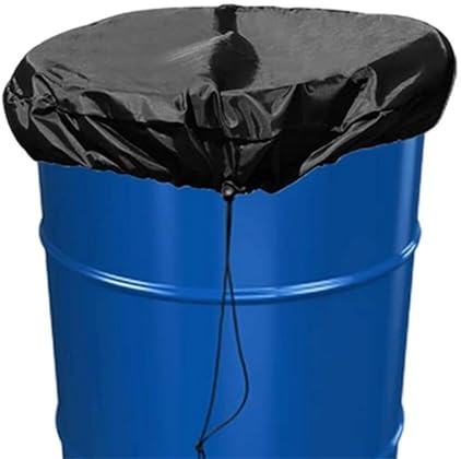 Wuyangcun 55 Gallon Drum Cover Round Waterproof Barrel Lid Protector 25.6x3.9in 420D Oxford Cloth Black for Chemical Storage