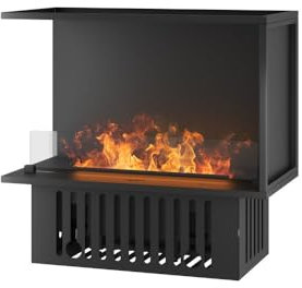 Corner L800 Recessed Water Steam Fireplace with Multicolour Flame, 3D Effect and App Control, 1.2L Tank – 80 cm