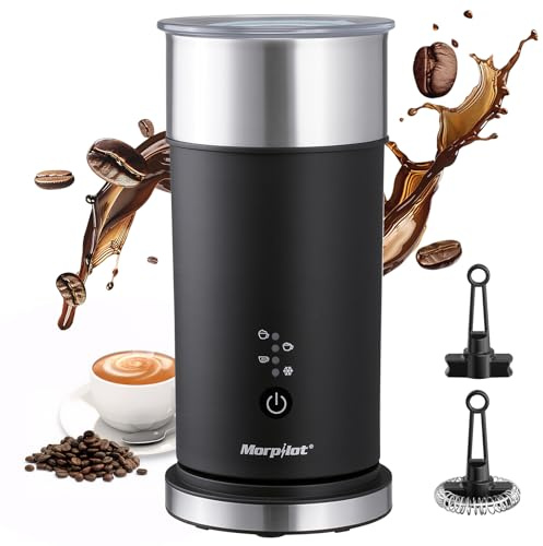 Morpilot Milchaufschäumer Elektrisch 4-in-1, 240ml, 400W für Heißen & Kalten Milchschaum, Edelstahl mit Antihaftbeschichtung, Ideal für Latte Macchiato, Cappuccino