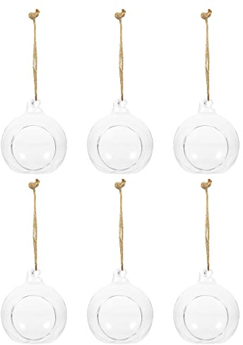 GRADENEVE Jarrón Colgante de Cristal Transparente 6 Cm para Micropaisaje, 6 Piezas, Macetero Hidropónico Decorativo para Jardín, Hogar y Oficina, Portavelas Versátil